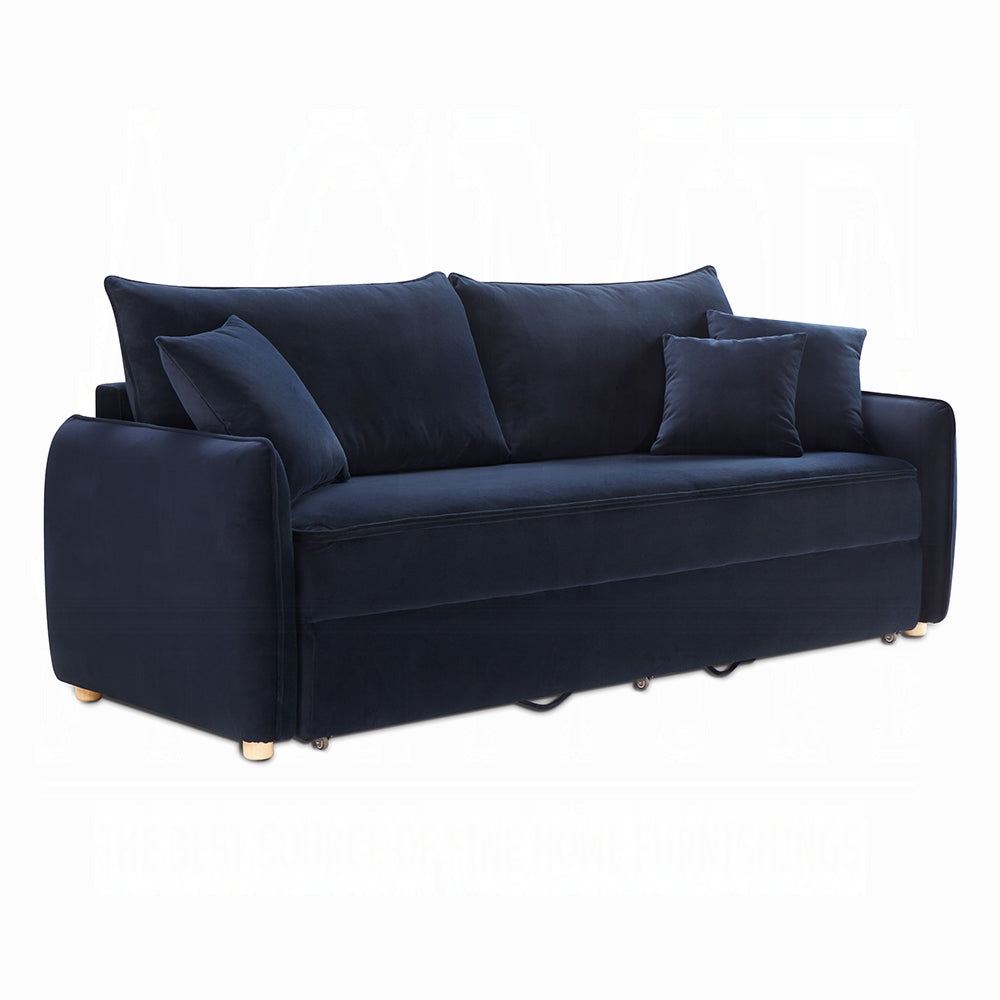 Canapé-lit Bica Velvet Condo avec rangement – Bleu marine