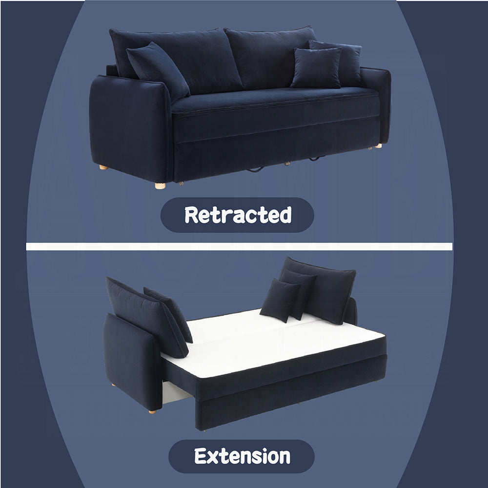 Canapé-lit Bica Velvet Condo avec rangement – Bleu marine