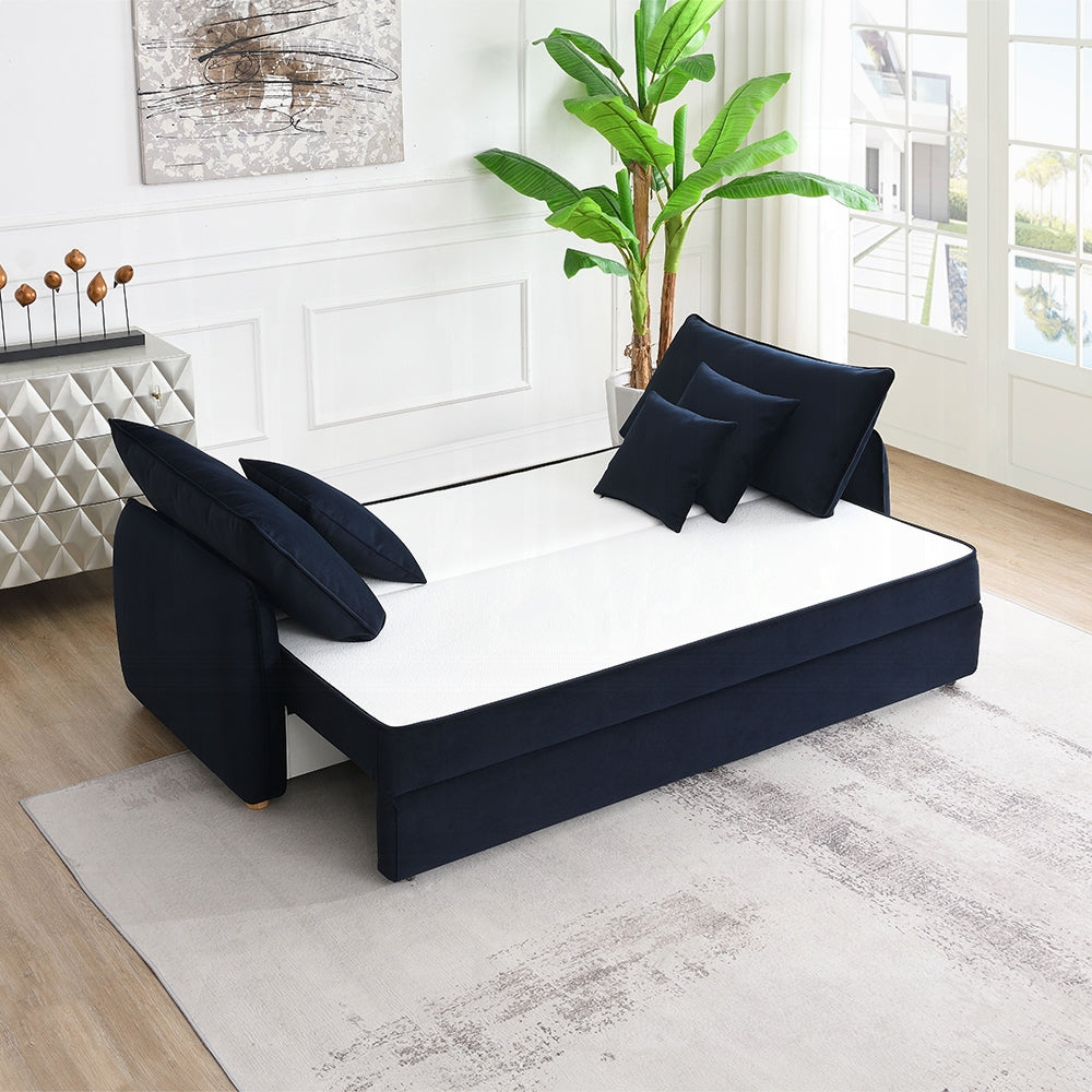 Canapé-lit Bica Velvet Condo avec rangement – Bleu marine