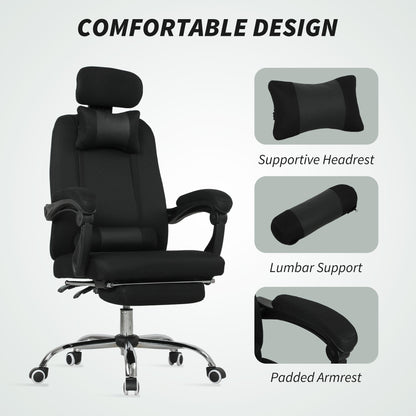 Brady Ergonomic Executive High Back Office Chair with Footrest and Lumbar Support-Black