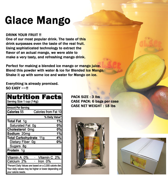 Mango 4 in 1 Mix for Bubble Tea, Smoothies, Lattes and Frappes, 3 lbs. Bag (Case 6 x 3 lbs. Bags)  - Multi-Use Powdered Beverage Mix - Ships Free Within Canada on Orders Above CAD $199