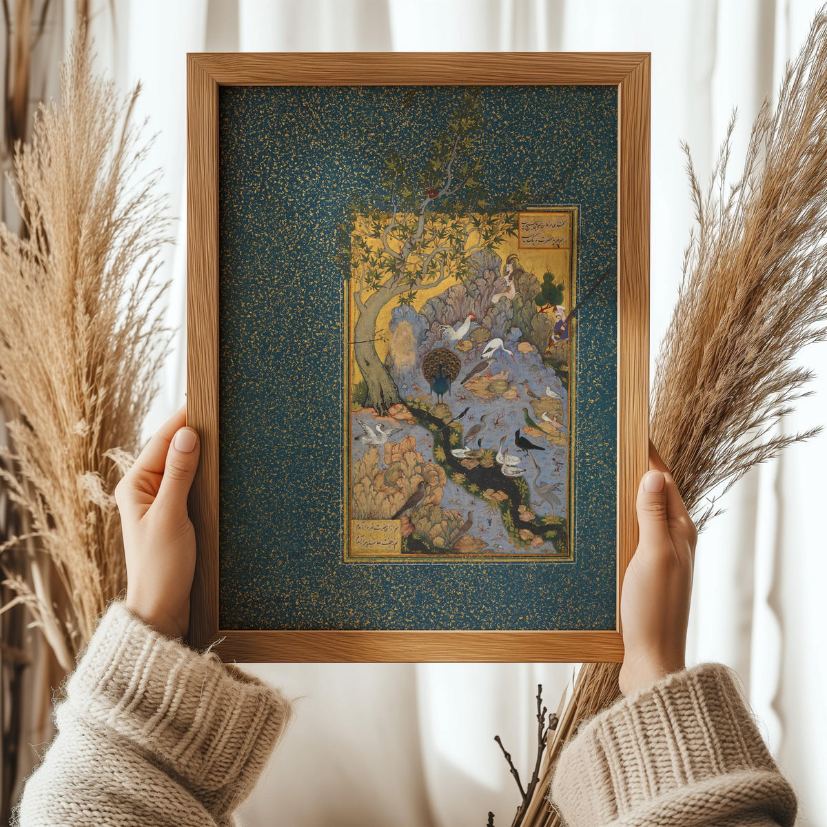 Estampe d'art miniature persan : Mantiq al-Tayr, giclée du XVIIe siècle