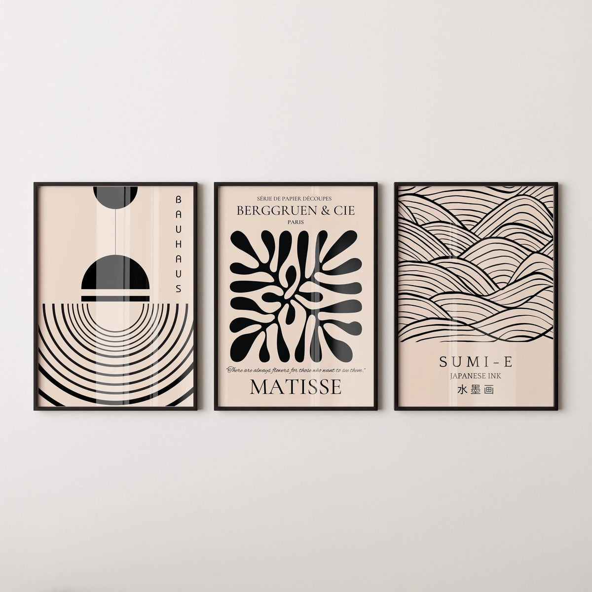 Matisse Bauhaus Japanese STATEMENT TRIO poster prints |  | Our Most Popular Neutral Set | available framed