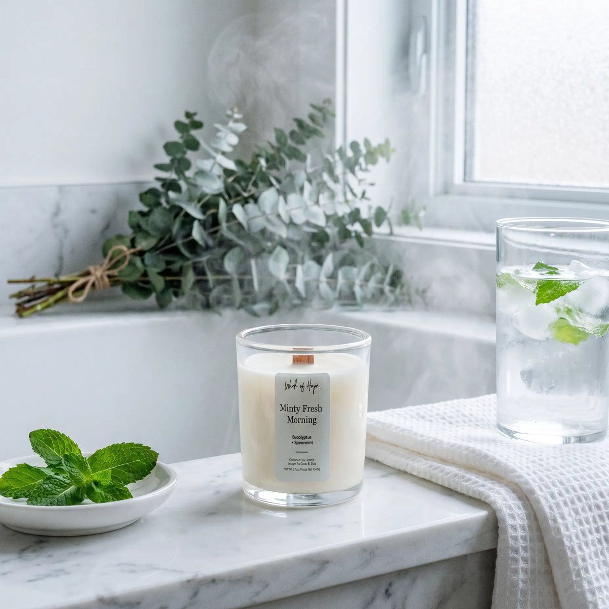 Bougie matin fraîcheur mentholée | Eucalyptus + Menthe verte