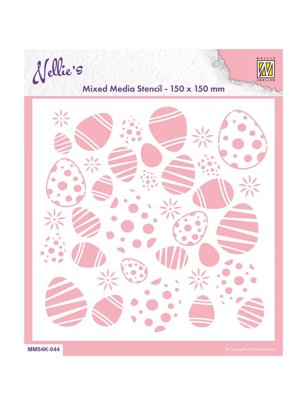 Nellie Snellen • Pochoir 15x15cm Fond œufs de Pâques