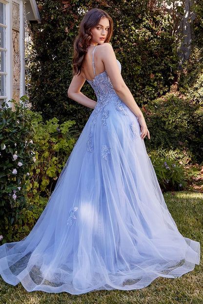 ROBE EN TULLE SUPERPOSÉE TRAPÈZE AVEC APPLIQUES EN DENTELLE