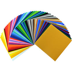 Pack de démarrage de vinyle adhésif permanent Oracal 651 - 62 couleurs Feuilles de 30,48 cm x 30,48 cm