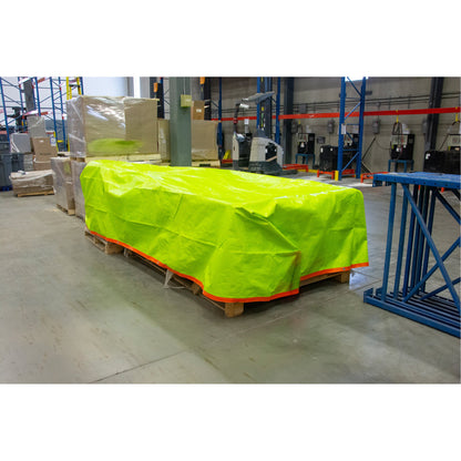 Bâche tissée haute visibilité et ultra résistante, polyéthylène, vert/orange, 6,1 m x 9,1 m x 0,3 mm
