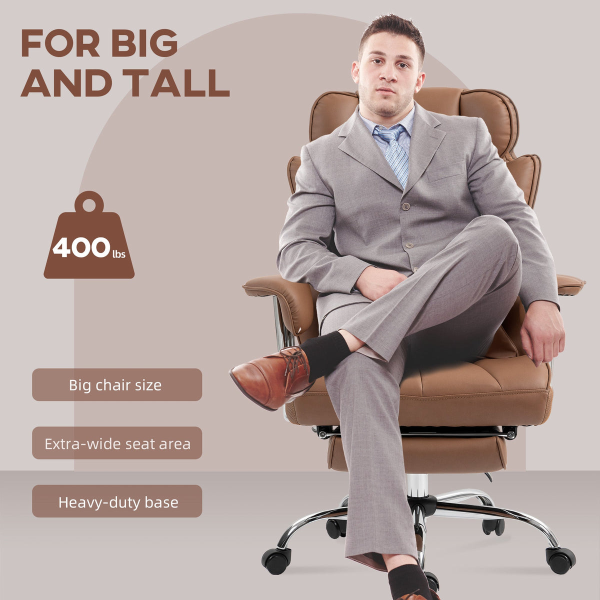 Fauteuil de bureau de direction Matteo avec 6 points de massage - Marron