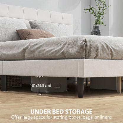 Cadre de lit Harper King Size avec tête de lit rembourrée - Blanc Crème