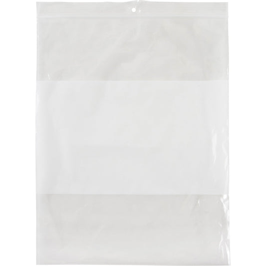 Sachets en polyéthylène à fermeture éclair avec bande blanche, 25,4 cm x 20,3 cm, 2 mil