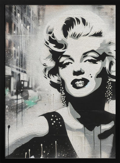 Marilyn Monroe Monochrome Street Art Portrait Canvas Wall Art