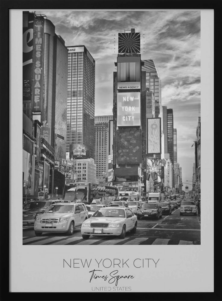Black and White Times Square Street Scene Canvas Wall Art | NEW YORK CITY Times Square