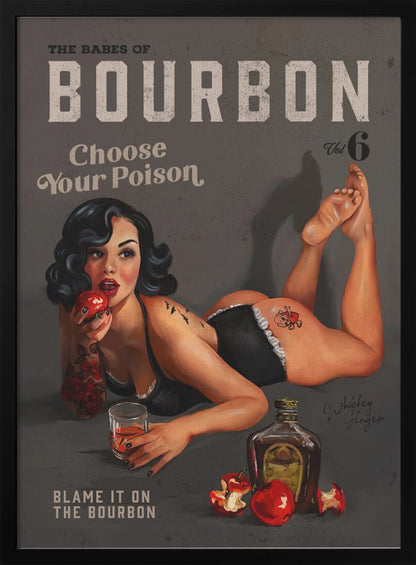 Choose Your Poison Dark Bourbon Pinup Canvas Wall Art | Babes of Bourbon Vol 6 Choose Your Poison Sexy Pinup