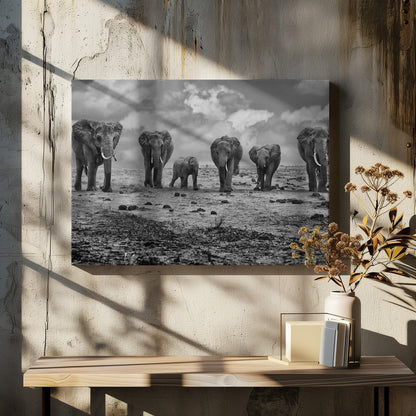 Wall art Big Family. Elephants