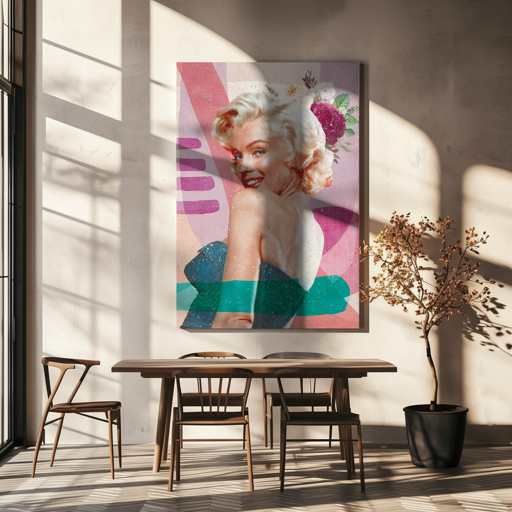 Marilyn Monroe Pink and Teal Pop Art Canvas Wall Art | Marilyn is Back