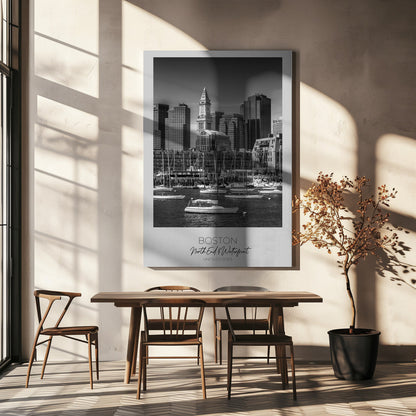 Black and White Boston North End Waterfront Canvas Wall Art | BOSTON Skyline North End & Waterfront