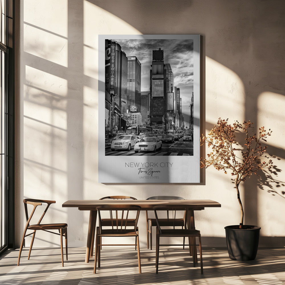 Black and White Times Square Street Scene Canvas Wall Art | NEW YORK CITY Times Square