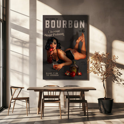 Choose Your Poison Dark Bourbon Pinup Canvas Wall Art | Babes of Bourbon Vol 6 Choose Your Poison Sexy Pinup
