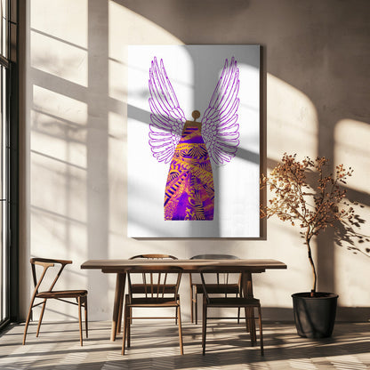 Wall art Angel in Purple & Orange Canvas Print