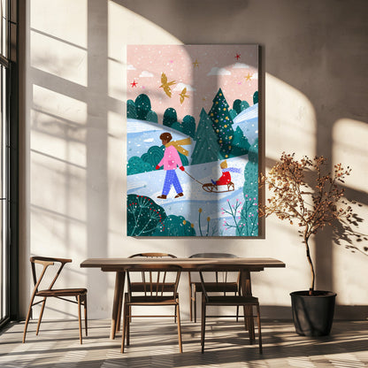 Wall art Snowy Sledge Walk 2 Canvas Print