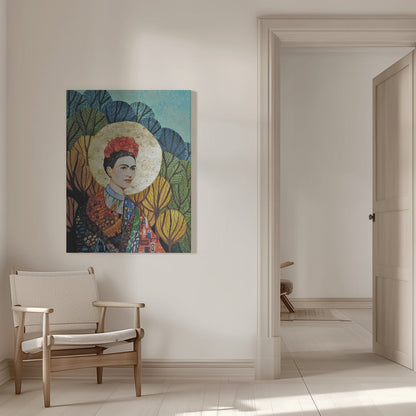 Frida Kahlo Decorative Botanical Portrait Canvas Wall Art | Frida Loves Klimt