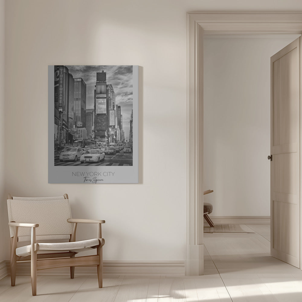 Black and White Times Square Street Scene Canvas Wall Art | NEW YORK CITY Times Square