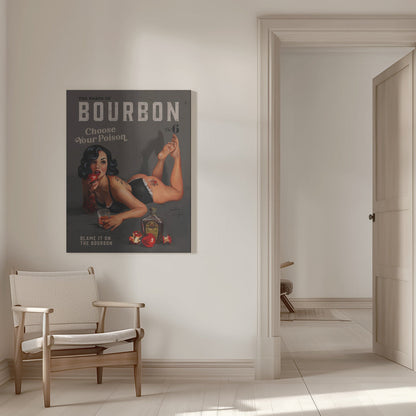 Choose Your Poison Dark Bourbon Pinup Canvas Wall Art | Babes of Bourbon Vol 6 Choose Your Poison Sexy Pinup