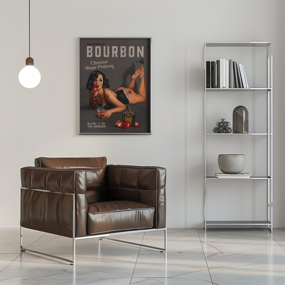 Choose Your Poison Dark Bourbon Pinup Canvas Wall Art | Babes of Bourbon Vol 6 Choose Your Poison Sexy Pinup
