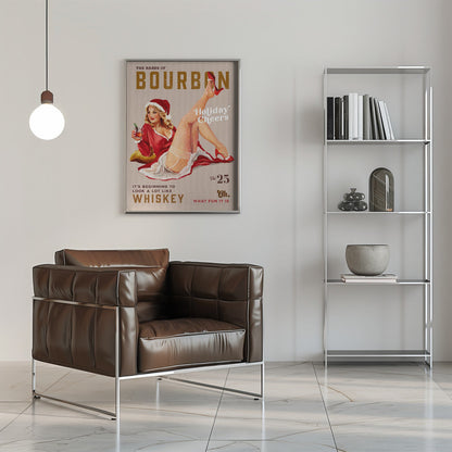 Holiday Bourbon Vintage Christmas Pinup Canvas Wall Art | Babes of Bourbon Vol 25 Holiday Cheer Christmas Pinup