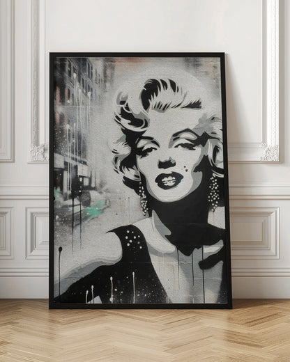 Marilyn Monroe Monochrome Street Art Portrait Canvas Wall Art