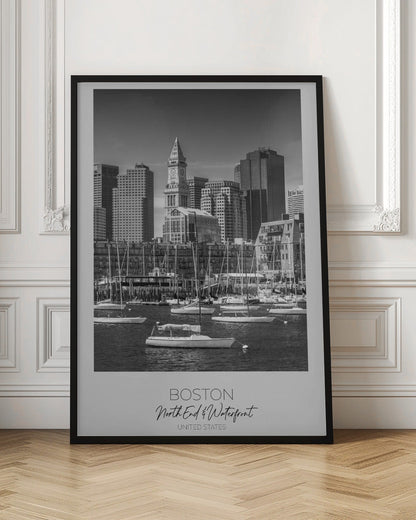 Black and White Boston North End Waterfront Canvas Wall Art | BOSTON Skyline North End & Waterfront