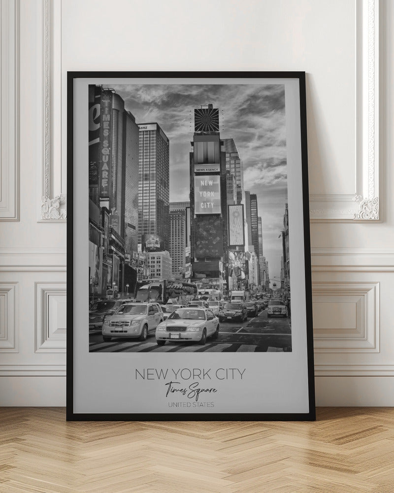 Black and White Times Square Street Scene Canvas Wall Art | NEW YORK CITY Times Square