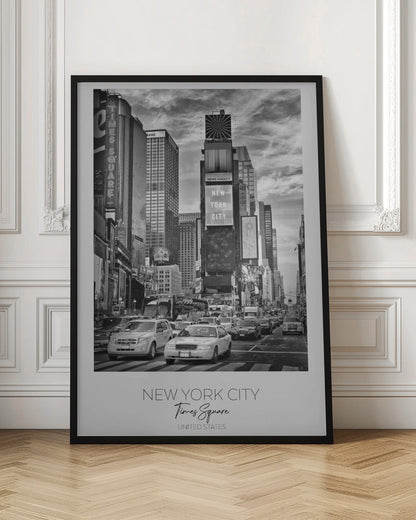 Black and White Times Square Street Scene Canvas Wall Art | NEW YORK CITY Times Square