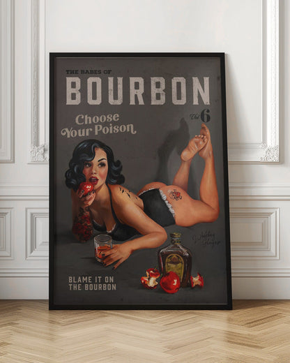 Choose Your Poison Dark Bourbon Pinup Canvas Wall Art | Babes of Bourbon Vol 6 Choose Your Poison Sexy Pinup