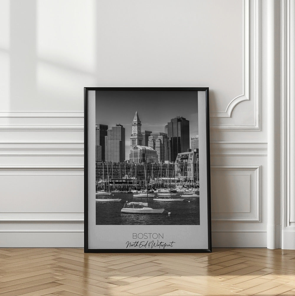 Black and White Boston North End Waterfront Canvas Wall Art | BOSTON Skyline North End & Waterfront