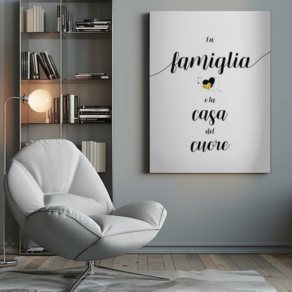 Décoration murale La famille est le foyer du cœur - Tableau sur toile italien