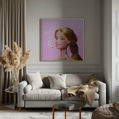 Pink Fashion Doll Pop Art Portrait Canvas Wall Art | Girl Grown Up