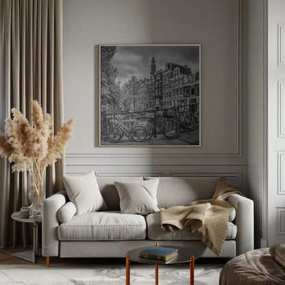 Wall art AMSTERDAM Flower Canal black & white