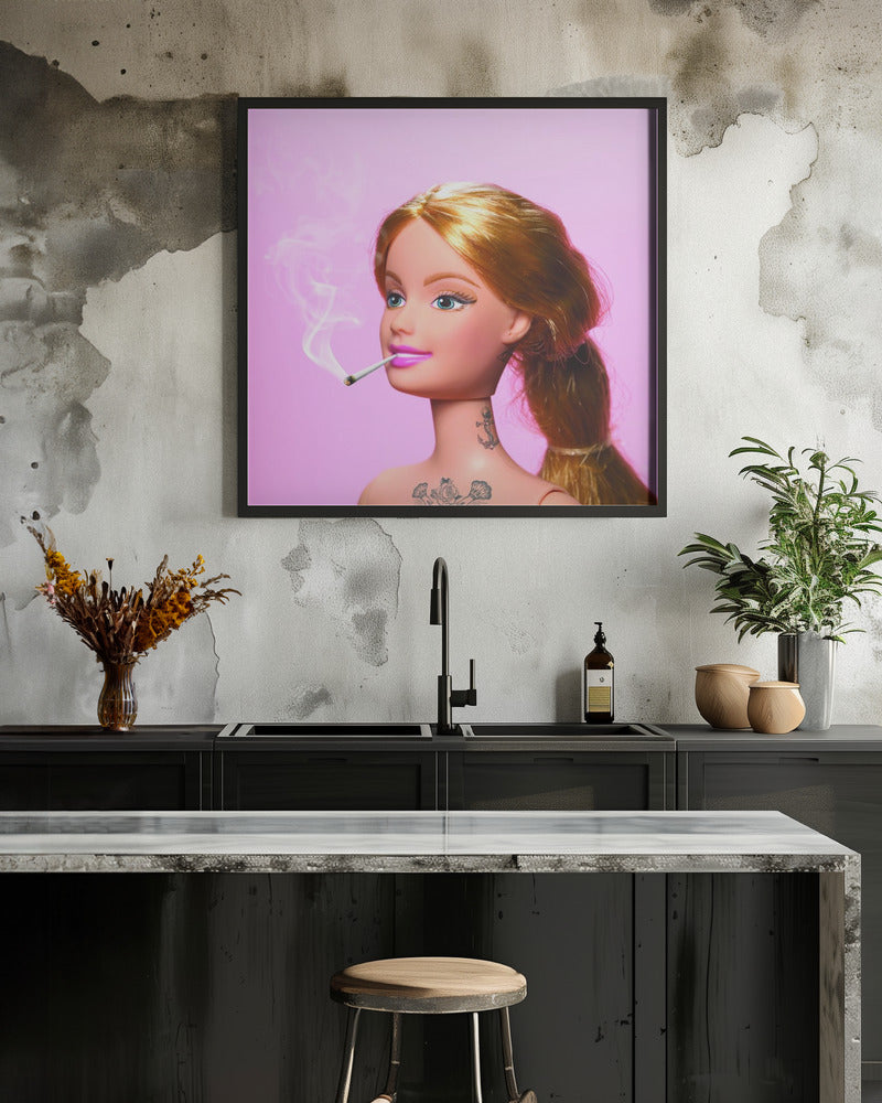 Pink Fashion Doll Pop Art Portrait Canvas Wall Art | Girl Grown Up