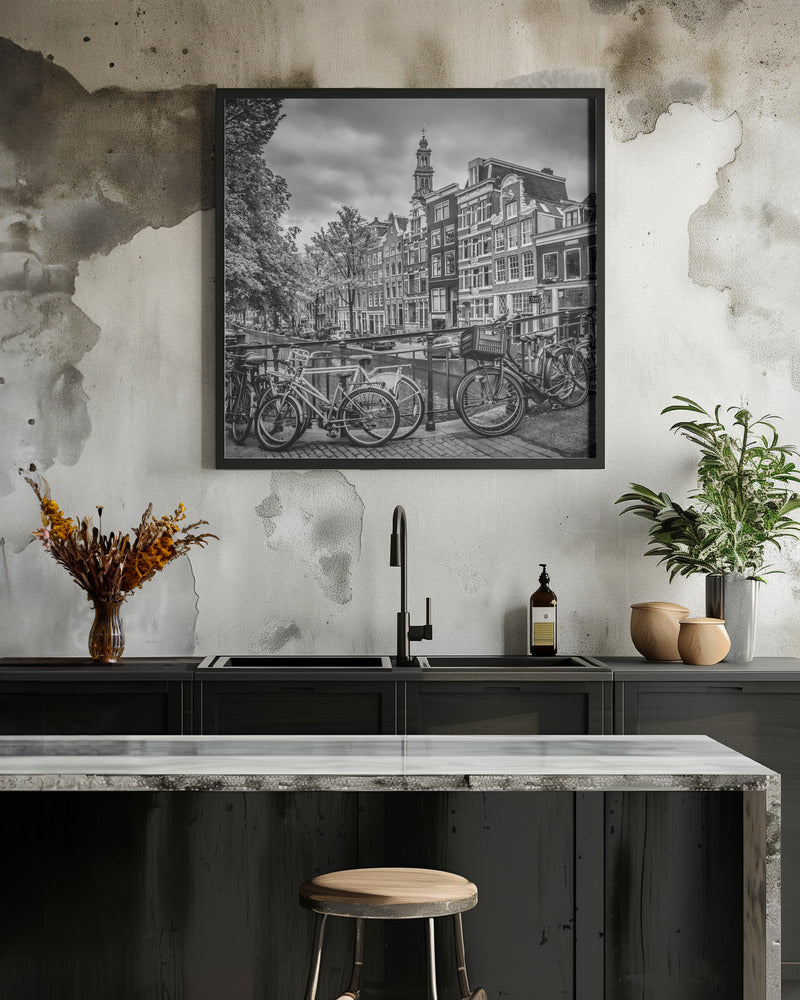 Wall art AMSTERDAM Flower Canal black & white