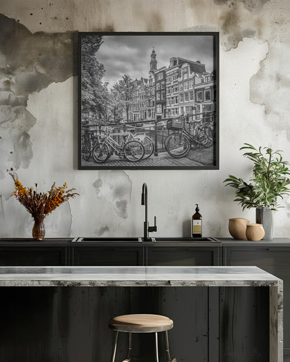 Wall art AMSTERDAM Flower Canal black & white