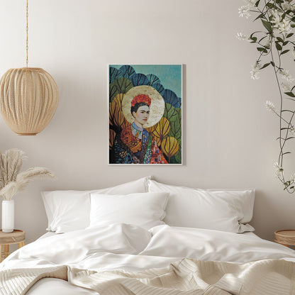 Frida Kahlo Decorative Botanical Portrait Canvas Wall Art | Frida Loves Klimt