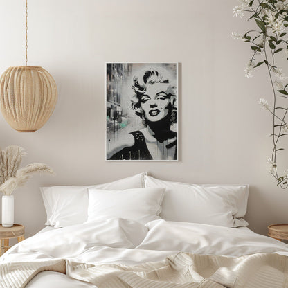 Marilyn Monroe Monochrome Street Art Portrait Canvas Wall Art