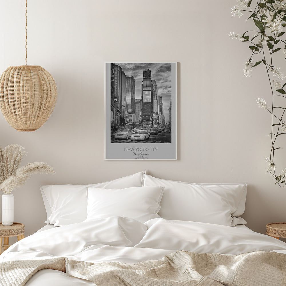 Black and White Times Square Street Scene Canvas Wall Art | NEW YORK CITY Times Square