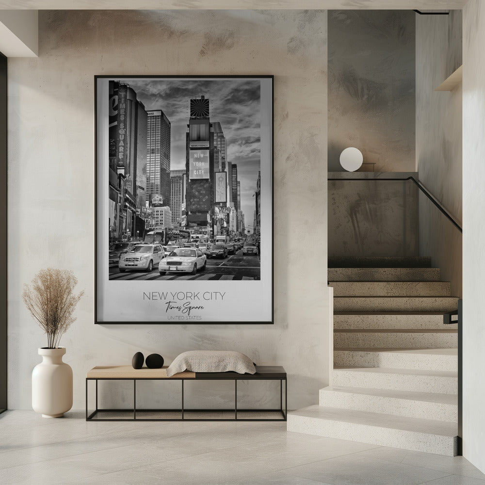 Black and White Times Square Street Scene Canvas Wall Art | NEW YORK CITY Times Square