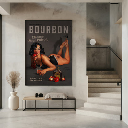 Choose Your Poison Dark Bourbon Pinup Canvas Wall Art | Babes of Bourbon Vol 6 Choose Your Poison Sexy Pinup