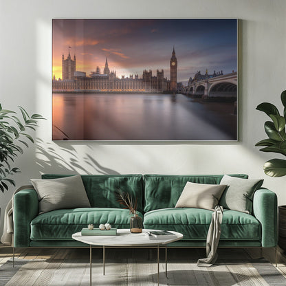 Palace of Westminster at Sunset Canvas Wall Art | London Palace of Westminster Sunset