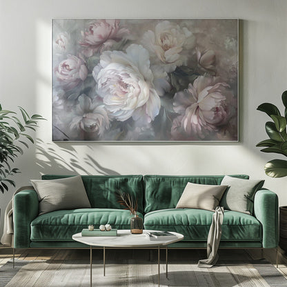 Pastel Pink and White Floral Bouquet Canvas Wall Art | Poster Flower Paint 5