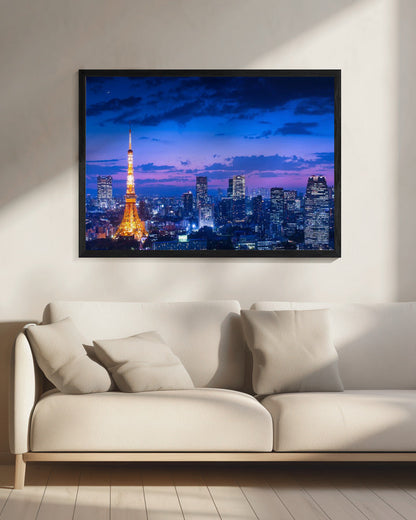 Tokyo Tower Blue Hour Skyline Canvas Wall Art | Tokyo night view
